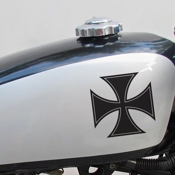 Iron Cross Vintage Veterans Biker Symbol Motorcycle Emblem Decal Sticker Cafe Racer, Bobber, Chopper, Amazing look.