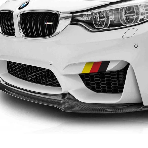 9" German Flag Colours Vinyl Decal Kit for Side Skirt or Front Lip, Amazing look on Volkswagen, Audi, Porsche, BMW...