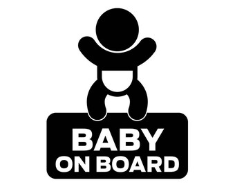Baby On Board Car Window Vinyl Decal, Automotive Safety Sign
