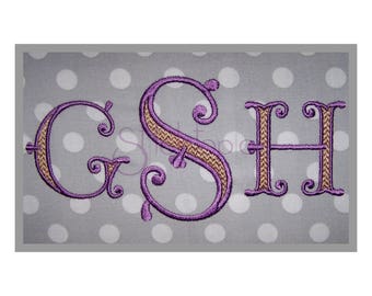 Victorian Filled Monogram Set - 1.5", 2" 2.5" 3" 3.5" - Machine Embroidery Fonts Embroidery Fonts BX Fonts Monogram Fonts - Instant Download