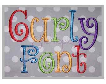 Curly Embroidery Font Set .5" 1" 1.5" 2" 2.5" 3" - 6 Sizes 11 Formats DST PES BX - Curlz Embroidery Font for Kids - Instant Download Files