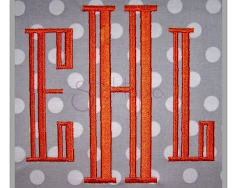 Engraved Monogram Set - 4.5" 5" 5.5" 6" 7" 8" - Machine Embroidery Fonts Large Embroidery Fonts BX Monogram Fonts - Instant Download FIles
