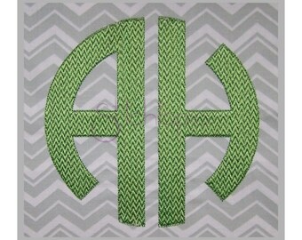 Circle Monogram 2-Letter Embroidery Font Set 6" 6.5" 7" 7.5" 8" - Left Right - Machine Embroidery Fonts - Chevron Circle Embroidery Font