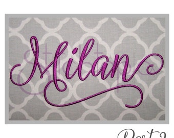 Milan 2 Embroidery Font Set - 1″ 1.5″ 2″ 2.5" 3″ 11 Formats Machine Embroidery Font Alphabet Script Embroidery Fonts Instant Download Files