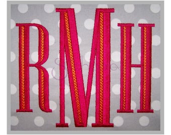 Engraved Filled Monogram Set - 4.5" 5" 5.5" 6" 7" 8" - Machine Embroidery Fonts Large Embroidery Fonts BX Monogram Fonts - Instant Download