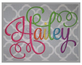 Hailey 1-4 Complete Set LARGE with Numbers & 10 Accents - 3.5" 4.5" 5.5" - Machine Embroidery Fonts - Script Monogram Fonts for Embroidery