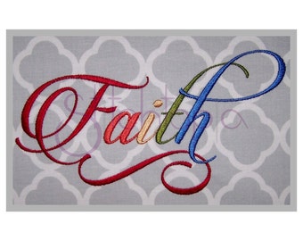 Faith 1-3 Complete Embroidery Font Set - 1" 2" 3″ - Machine Embroidery Fonts Script Embroidery Font PES BX Fonts 11 Formats Instant Download
