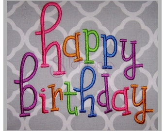 Happy Birthday Embroidery Font Set – .5