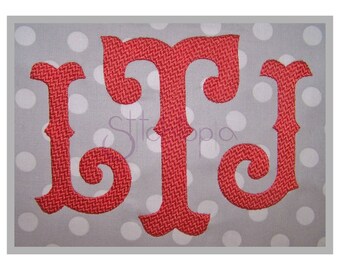 Fishtail Filled Embroidery Monogram - 1″ 1.5″ 2″ 2.5″ 3″ 3.5″ 11 Formats Machine Embroidery Fonts Embroidery Monogram Font Instant Download