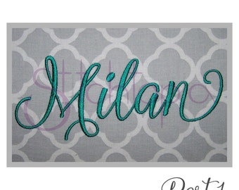 Milan 1 Monogram Set – 1″, 1.5″, 2″, 2.5", 3″ - Digital Machine Embroidery Font Alphabet Letters Calligraphy Script Instant Download