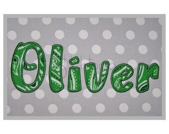 Oliver Applique Font 2" 3" 4" - Formats bx dst exp hus jef pes sew shv vip vp3 xxx Machine Applique Fonts - Instant Download Files
