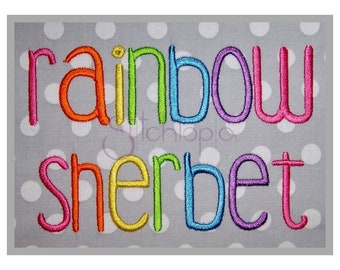 Rainbow Sherbet Embroidery Font .75" 1" 1.5" 2" 2.5" 3" - 11 Formats Included Machine Embroidery Fonts for Kids - Instant Download Files