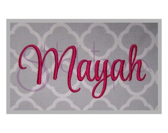 Mayah Embroidery Font #1 - .5" 1" 1.5" 2" 2.5" 3" Style Script Embroidery Font 11 Formats Machine Embroidery Fonts - Instant Download Files