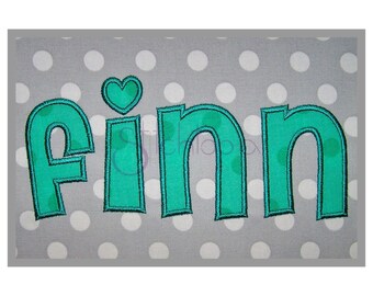 Finn Applique Font 2" 3" 4" - Formats bx dst exp hus jef pes sew shv vip vp3 xxx Machine Applique Fonts - Instant Download Files
