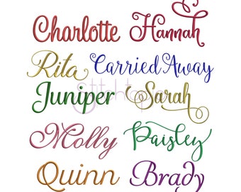 Script Embroidery Font Bundle #1 - 10 Embroidery Fonts - Formats Included: PES ONLY - 5 or 6 Sizes for Each Font - Instant Download Files