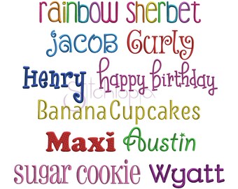 EMBROIDERY Kid Font Bundle - 10 Machine Embroidery Fonts - Formats Included: PES ONLY - 4-6 Sizes for Each Font - Instant Download Files