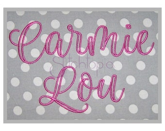 Carmie Lou Embroidery Font 1" 1.5" 2" 2.5" - 11 Formats bx dst exp hus jef pes sew shv vip vp3 xxx Machine Embroidery Fonts Instant Download