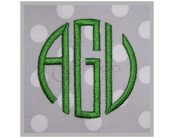 Circle 3-Letter Monogram Font Thin .5″ .75″ 1″ 1.5″ 2″ 2.5″ Left Center Right Machine Embroidery Fonts Monogram Fonts Instant Download Files