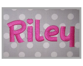 Riley Embroidery Font .5" 1" 1.5" 2" 2.5" 3" Formats: bx dst exp hus jef pes shv vip vp3 xxx Machine Embroidery Fonts Instant Download Files
