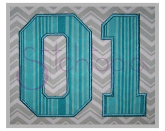 Sports Applique Monogram Set - 2" 3" 4" - Letters & Numbers - Machine Embroidery Font Alphabet Varsity College Block Applique Font