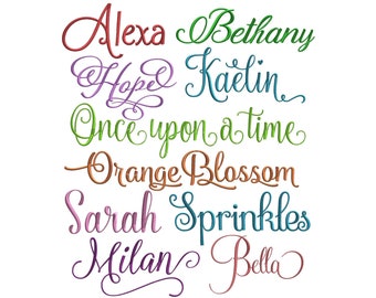 Script Embroidery Font Bundle #3 - 10 Embroidery FONTS - Formats Included: Bx Dst Exp Hus Jef ONLY Machine Embroidery Fonts Instant Download