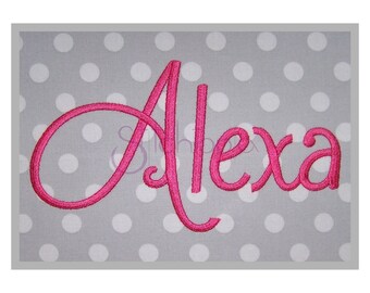 Alexa Embroidery Font Set - 4" 5" 6" - 11 Formats Machine Embroidery Font Alphabet Script Embroidery Font for Girls Instant Download Files