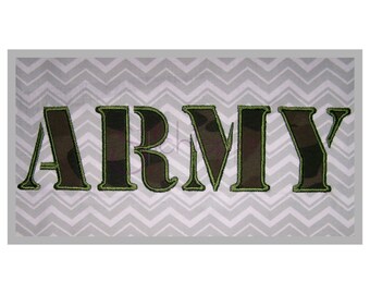 Army Applique Embroidery Font Set – 2″, 2.5″, 3″, 3.5″ - Digital Machine Embroidery Font Alphabet Design - 11 Formats - Instant Download