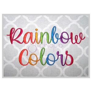 Rainbow Colors Embroidery Font 2.5&quot; 3&quot; 3.5&quot; 4&quot; 5&quot; Formats bx dst exp hus jef pes sew shv vip vp3 xxx Machine Embroidery Instant Download