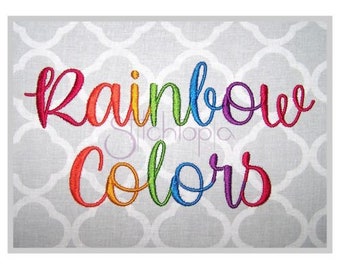 Rainbow Colors Embroidery Font .75" 1" 1.25" 1.5" 2" Formats bx dst exp hus jef pes sew shv vip vp3 xxx Machine Embroidery Instant Download