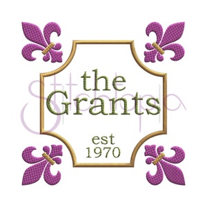 May include: A gold frame with a fleur-de-lis design at each corner. The frame contains the text "the Grants est 1970".