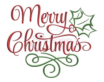 Merry Christmas Embroidery Design #3 - 6 Sizes 10 Formats dst exp jef pes vp3 Christmas Machine Embroidery Designs - Instant Download Files