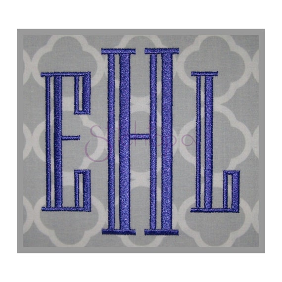Engraved Monogram Set - 1.5" 2" 2.5" 3" 4" Machine Embroidery Fonts PES Embroidery Fonts BX Fonts Embroidery Monogram Fonts Instant Download