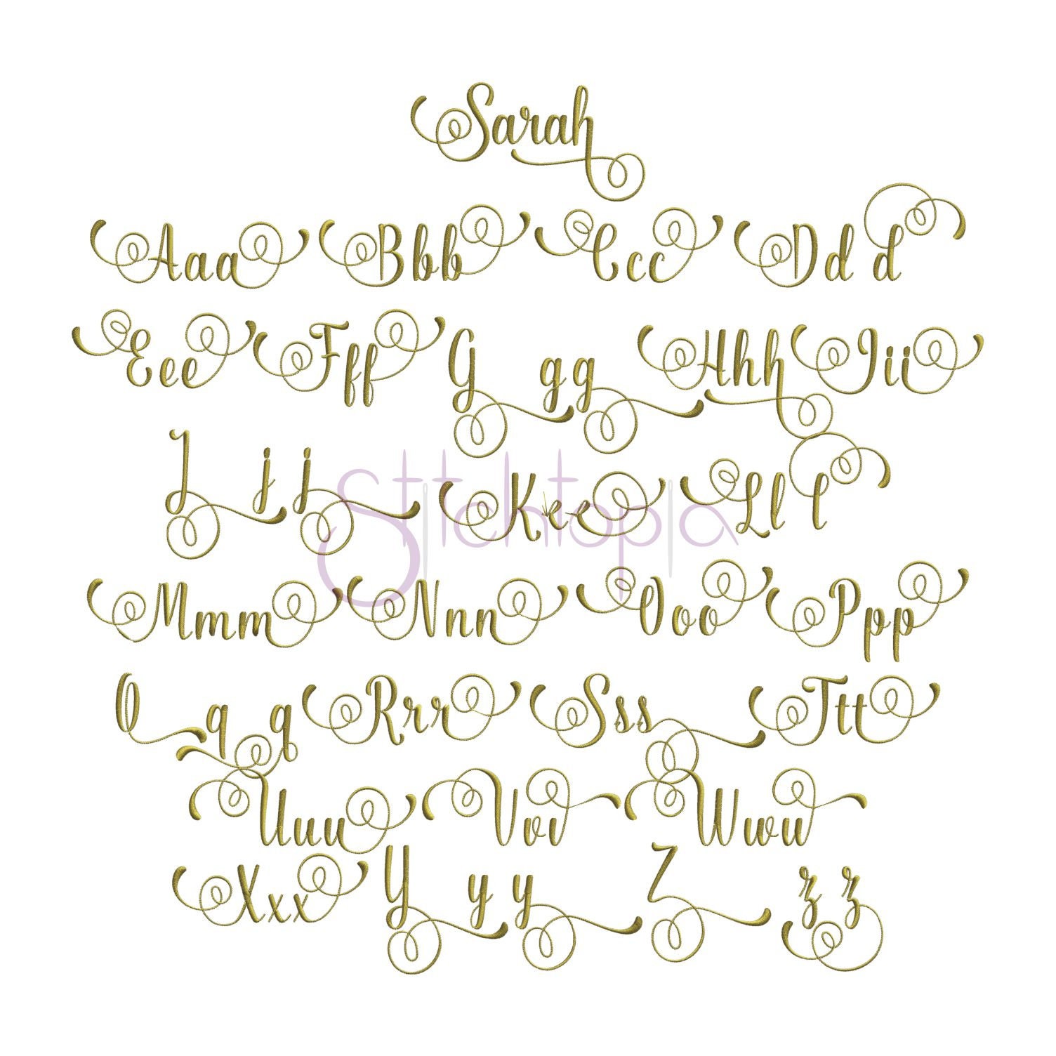 Script Embroidery Font Bundle #1 - 10 Embroidery Fonts - Formats ...