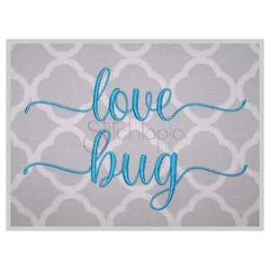 Love Bug #2 Embroidery Font .75&quot; 1&quot; 1.25&quot; 1.5&quot; 2&quot; Formats bx dst exp hus jef pes sew shv vip vp3 xxx Script Embroidery Font Instant Download