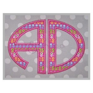Oval 2-Letter Applique Monogram Font - 5" 6" 7" Monogram Width 5x7 Monograms Machine Embroidery Fonts Monogram Fonts Instant Download Files