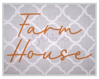 Farm House #1 Embroidery Font 1" 1.25" 1.5" 2" 2.5" Formats: bx dst exp hus jef pes sew shv vip vp3 xxx Machine Embroidery Instant Download
