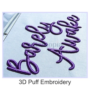 Barely Awake 3D PUFF Embroidery Font 2" 2.5" 3" Formats bx dst exp hus jef pes sew shv vip vp3 xxx Machine Embroidery Font Instant Download