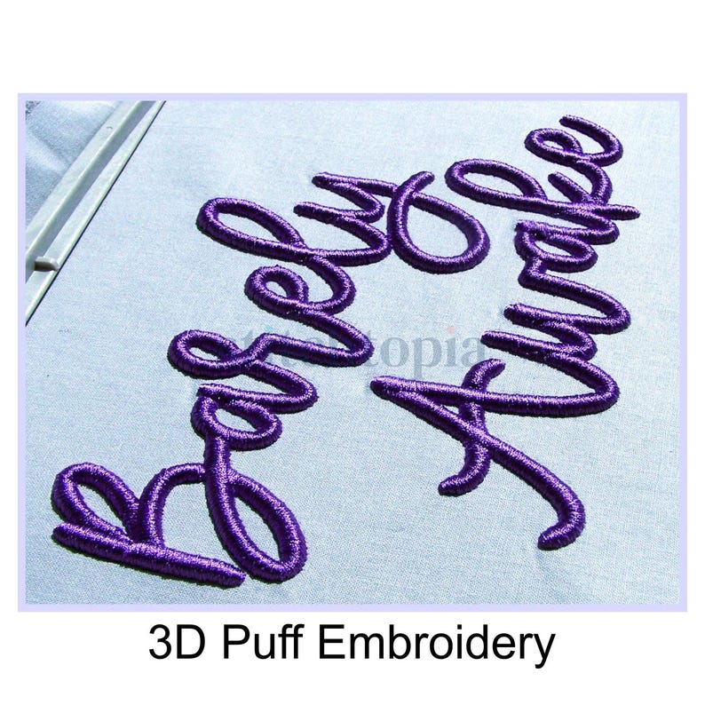 Barely Awake 3D PUFF Embroidery Font 2" 2.5" 3" Formats bx dst exp hus jef pes sew shv vip vp3 xxx Machine Embroidery Font Instant Download image 1