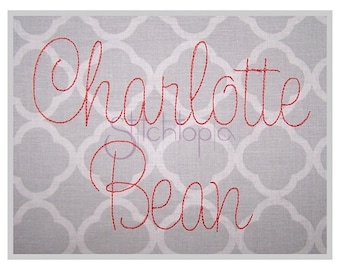 Charlotte Bean Stitch Embroidery Font 1" 1.25" 1.5" 2" 2.5" Formats: bx dst exp hus jef pes sew shv vip vp3 xxx - Instant Download Files