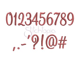 Charlotte Numbers & Punctuation Set - 1&quot;, 1.5&quot;, 2&quot;, 2.5&quot;, 3&quot; - Machine Embroidery Symbols - At Symbol Hashtag 11 Formats Instant Download