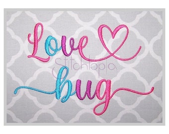 Love Bug Embroidery Font #1-3 Bundle .75" 1" 1.25" 1.5" 2"  Formats: bx dst exp hus jef pes sew shv vip vp3 xxx - Instant Download Files