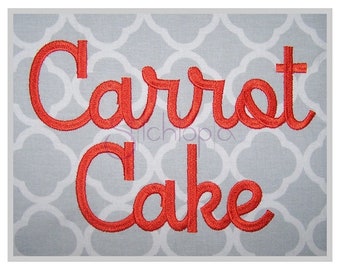 Carrot Cake Embroidery Font .75" 1" 1.25" 1.5" 2" - Formats bx dst exp hus jef pes sew shv vip vp3 xxx Machine Embroidery - Instant Download