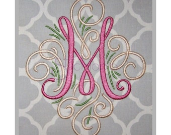 Adorn Embroidery Monogram Set 7″ 8″ - A-Z Swirly Machine Embroidery Monogram Font Designs PES BX Fonts 11 Formats - Instant Download Files