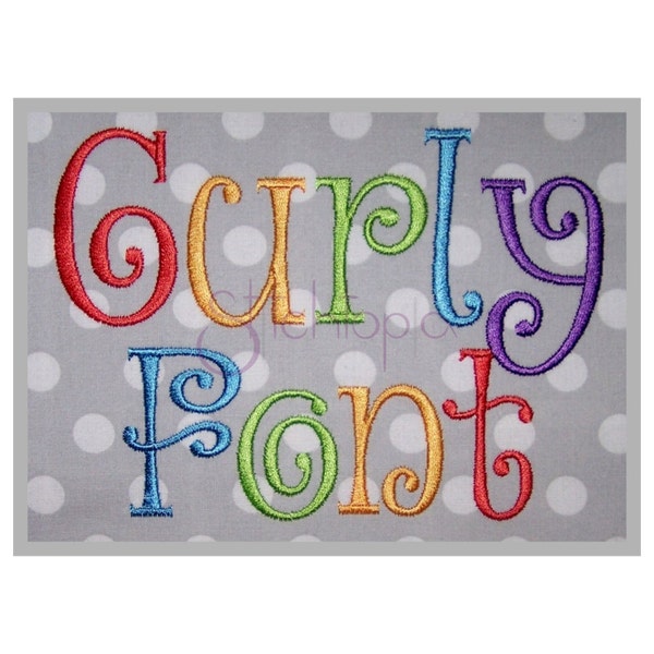 Curly Embroidery Font Set .5" 1" 1.5" 2" 2.5" 3" - 6 Sizes 11 Formats DST PES BX - Curlz Embroidery Font for Kids - Instant Download Files