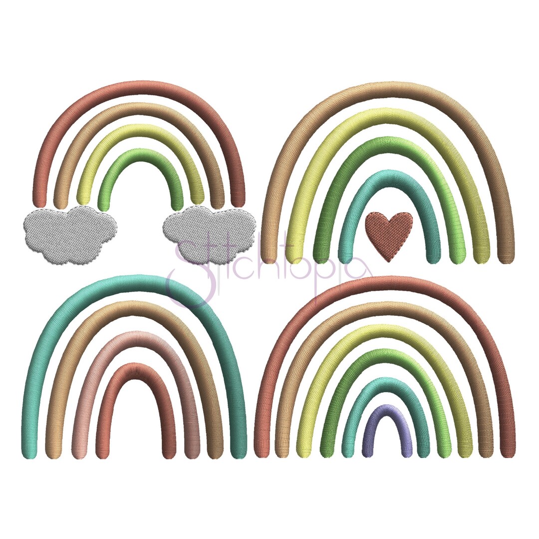 Boho Rainbows Machine Embroidery Design Bundle - 4 Designs 8-9 Sizes ...