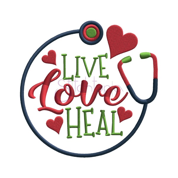 Live Love Heal Embroidery Design - 5 Sizes - Formats Included: dst exp hus jef pes sew shv vip vp3 xxx - Machine Embroidery Instant Download