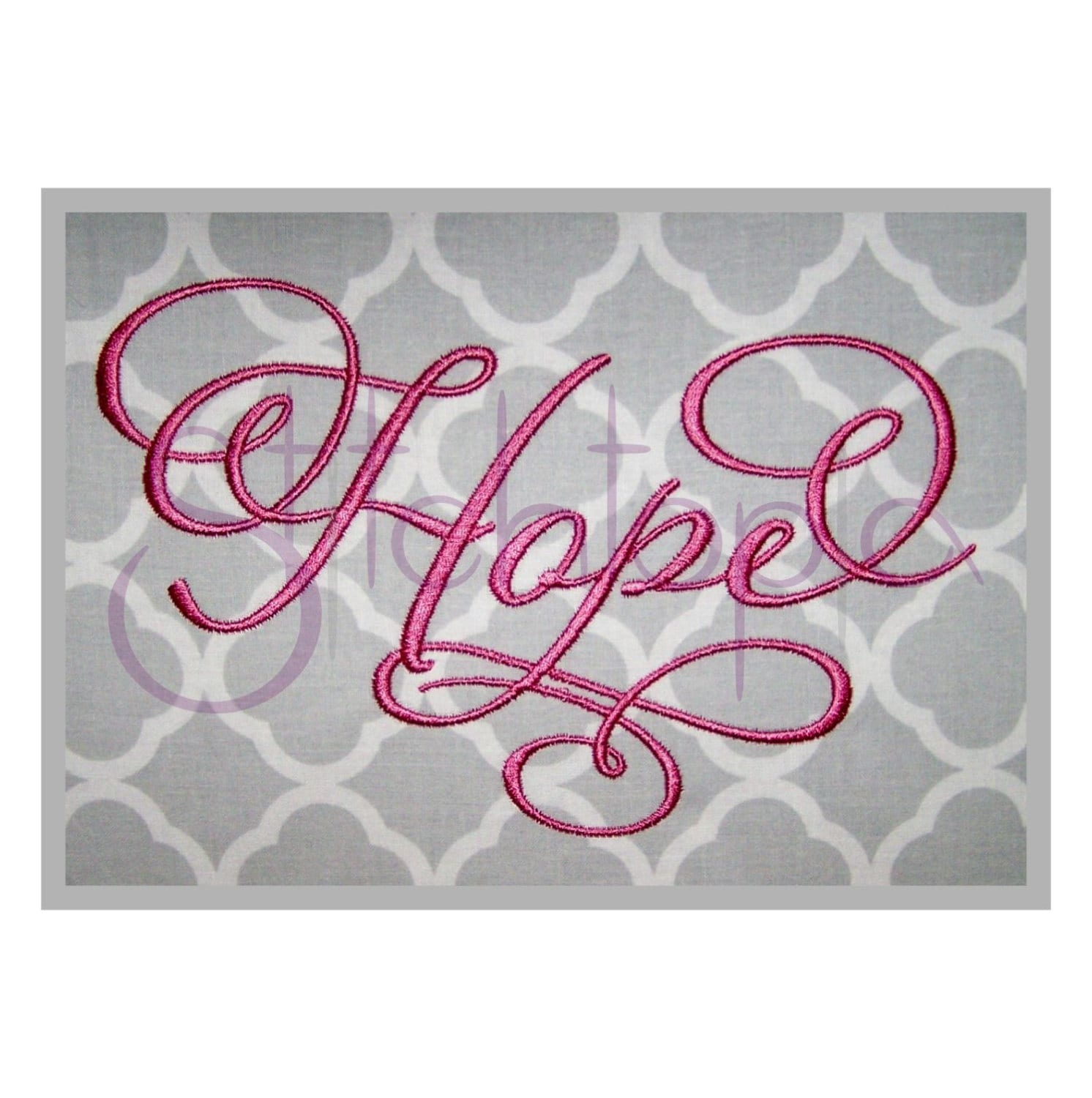 Hope 2 Monogram Set - 1", 2", 3" - Digital Machine Embroidery Font Alphabet Letters - Fancy Calligraphy Script Swirly Heart