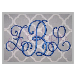 Phoebe Monogram Set - 5", 6", 7" - Digital Machine Embroidery Font Alphabet Letras - Fancy Calligraphy Script Interlocking