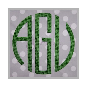 Circle Round Monogram Embroidery Font Thin 3″ 4&quot; 5&quot; 6&quot; 7&quot; 8&quot;- Formats: bx dst exp hus jef pes sew shv vip vp3 xxx-  Instant Download