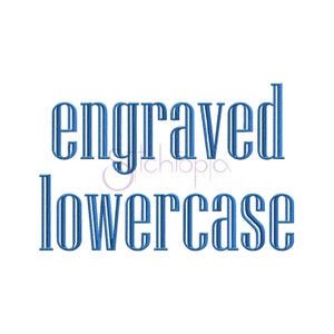 Engraved Lowercase Embroidery Monogram Font - 1.5&quot; 2&quot; 2.5&quot; 3&quot; 4&quot; Formats bx dst exp hus jef pes sew shv vip vp3 xxx - Instant Download